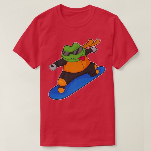 Kikker Snowboarder Wintersport T-shirt (Design voorkant)
