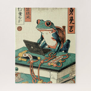 Kikker speelt pc-games, Ukiyo-e kikkerkunst, Kikke Legpuzzel