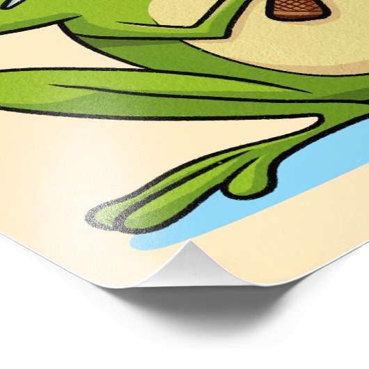 Kikker speelt tennis foto afdruk (Hoek)