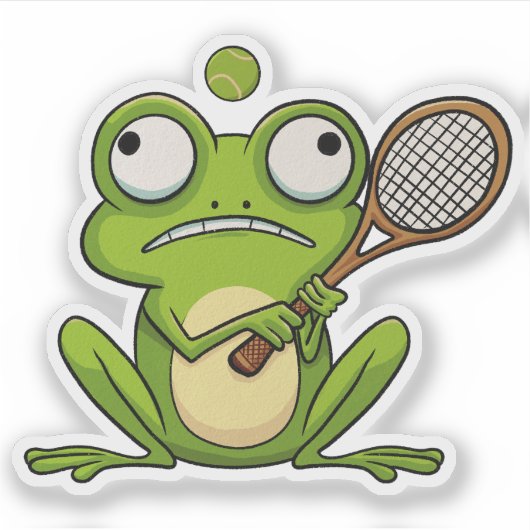 Kikker speelt tennis sticker (Voorkant)