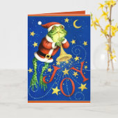 Kikker speelt trompet kerstfeest wenskaart kaart (Gele Bloem)