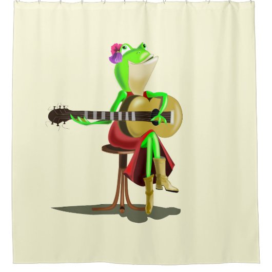 Kikker spelen gitaar Douchegordijn (Voorkant)