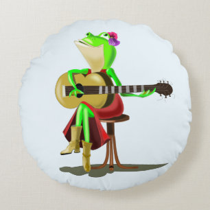 Kikker Spelen Gitaar Grappig Rond Kussen