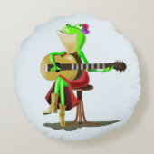 Kikker Spelen Gitaar Grappig Rond Kussen (Achterkant)