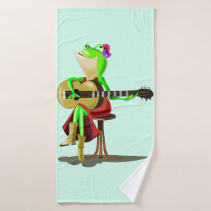 Kikker spelen gitaar Grappige badhanddoeken Bad Handdoek