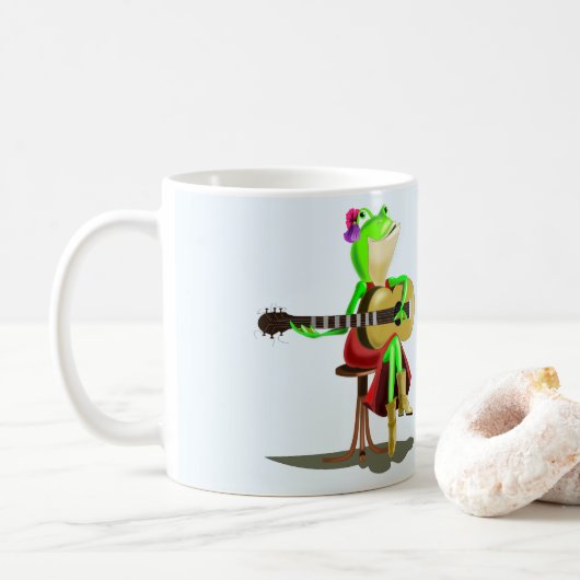 Kikker spelen gitaar grappige mok (Met donut)