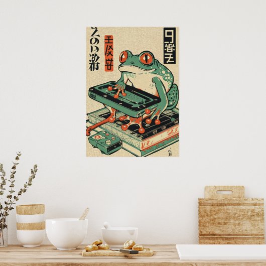 Kikker Spelen PC Spelletjes, Ukiyo-e Kikker Kunst, Poster (Keuken)