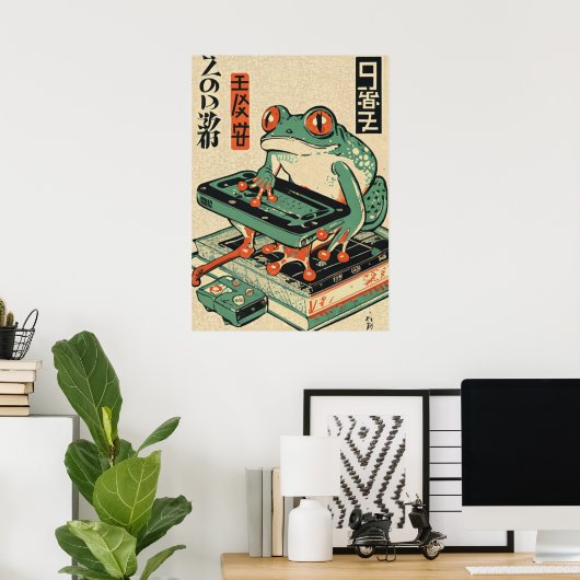 Kikker Spelen PC Spelletjes, Ukiyo-e Kikker Kunst, Poster (Thuiskantoor)