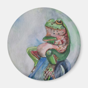 Kikker standaard, 5,7 cm ronde magneet