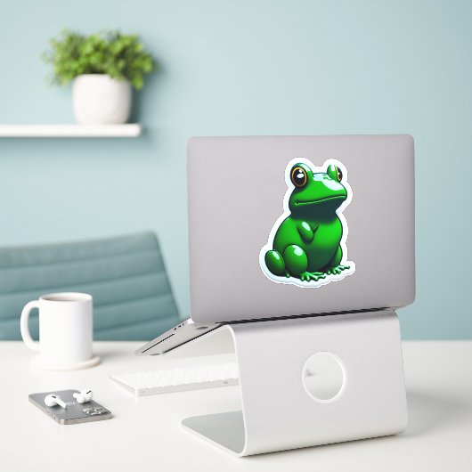 Kikker Stickers Ribbiting Decoratieve Opties (Laptop op bureau)