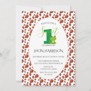 Kikker Strawberry Eerste verjaardag Kawaii Kaart