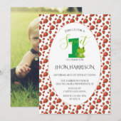 Kikker Strawberry Eerste verjaardag Kawaii Kaart (Voorkant / Achterkant)