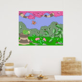 kikker tegen damestekens poster (Keuken)