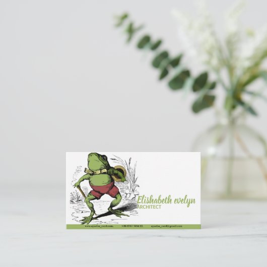 Kikker tekening visitekaartje (Staand voorkant)