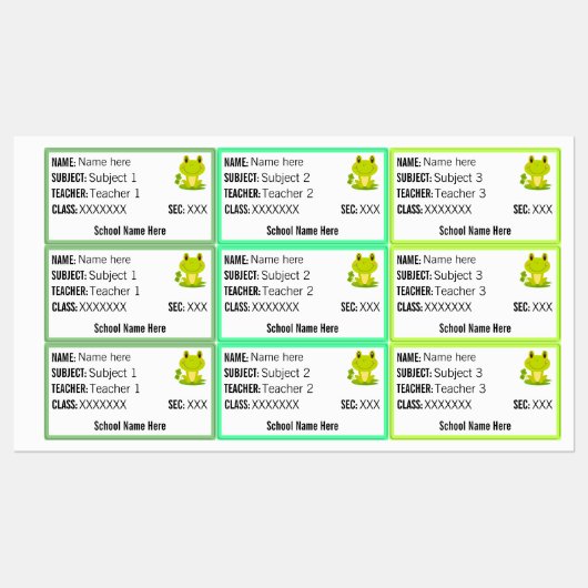 Kikker Terug naar schoollabels Naam lerarenvak Labels (Vel)