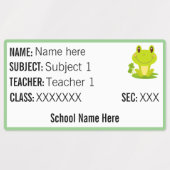 Kikker Terug naar schoollabels Naam lerarenvak Labels (Design 1)