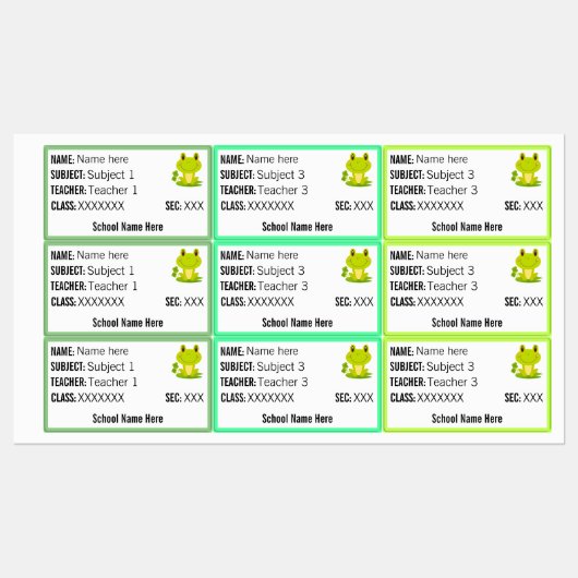 Kikker Thema Leraar Naam Onderwerp Terug naar scho Labels (Vel)