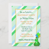 Kikker Theme Boy's Verjaardagsfeestje Kaart (Achterkant)