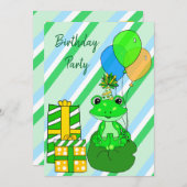 Kikker Theme Boy's Verjaardagsfeestje Kaart (Voorkant / Achterkant)