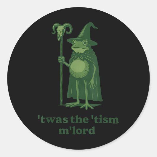 Kikker Tovenaar Meme Twas The Tism Mlord Ronde Sticker (Voorkant)