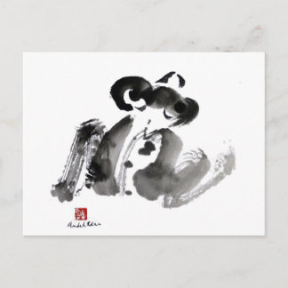 Kikker, traditioneel Sumi-e Ink Painting Briefkaart