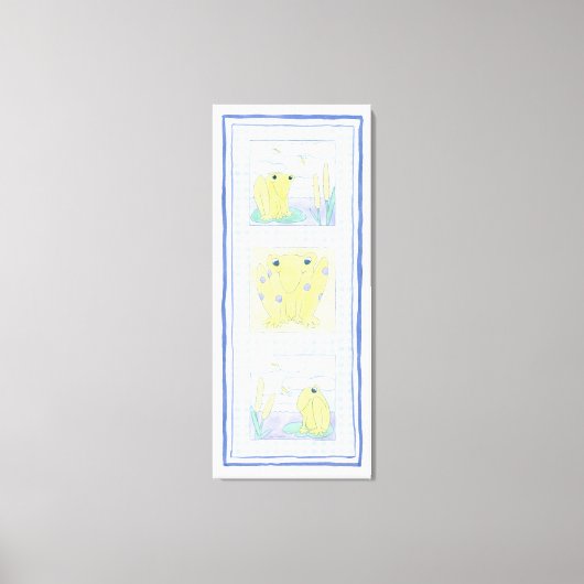 Kikker Trio op de kledij van Gingham Canvas Afdruk (Voorkant)