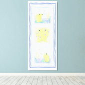 Kikker Trio op de kledij van Gingham Canvas Afdruk (Insitu (Houten vloer))