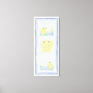 Kikker Trio op de kledij van Gingham Canvas Afdruk