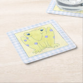 Kikker Trio op de kledij van Gingham Kartonnen Onderzetters (Schuin)