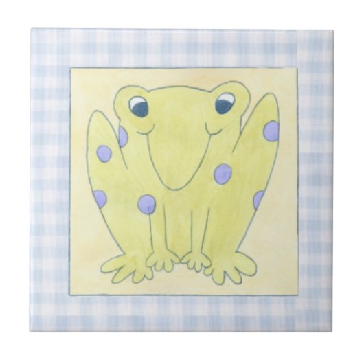 Kikker Trio op de kledij van Gingham Tegeltje (Voorkant)