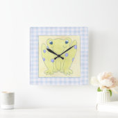 Kikker Trio op de kledij van Gingham Vierkante Klok (Huis)