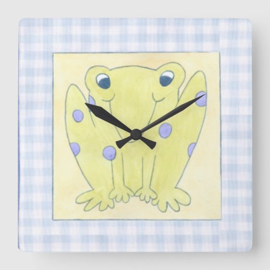 Kikker Trio op de kledij van Gingham Vierkante Klok (Voorkant)