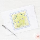 Kikker Trio op de kledij van Gingham Vierkante Sticker (Envelop)