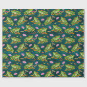 Kikker Tropical Lily Pad Dragonfly Vissen Patroon Cadeaupapier (Vlak)