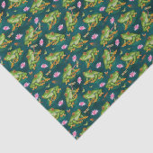 Kikker Tropical Lily Pad Dragonfly Vissen Patroon Tissuepapier (Detail)