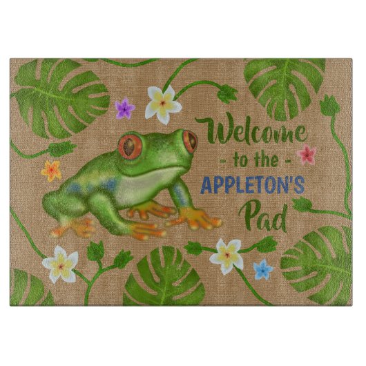 Kikker Tropisch Onthaal aan de Persoonlijke Naam v Snijplank (Voorkant)