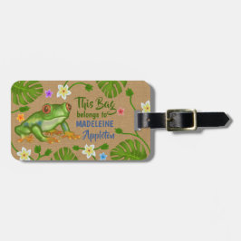 Kikker Tropische zomervakantie | Gepersonaliseerd Bagagelabel