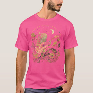 Kikker uit de katoenkern die zijn akoestische gita t-shirt
