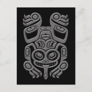 Kikker van de grijze Haida-spionageboom op zwart Briefkaart