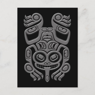 Kikker van de grijze Haida-spionageboom op zwart Briefkaart