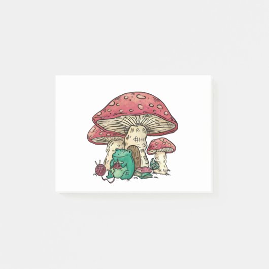 Kikker van de katoenkern met champignon post-it® notes (Voorkant)