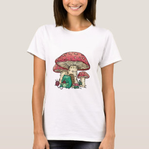 Kikker van de katoenkern met champignon t-shirt