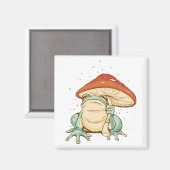 Kikker van de katoenkern met paddenstoel magneet (Voorkant / Achterkant)