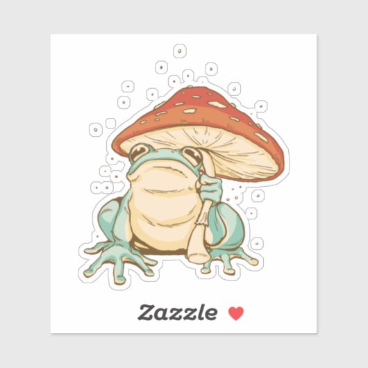 Kikker van de katoenkern met paddenstoel sticker (Vel)