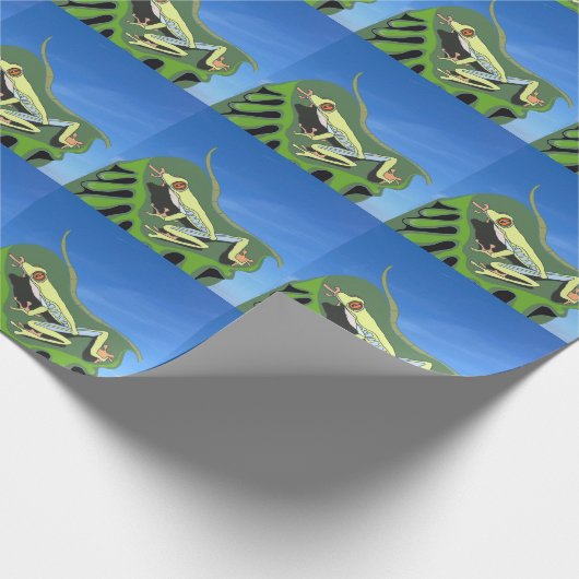 Kikker van de klimboom cadeaupapier (Hoek)