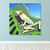 Kikker van de klimboom canvas afdruk (Insitu (Houten vloer))