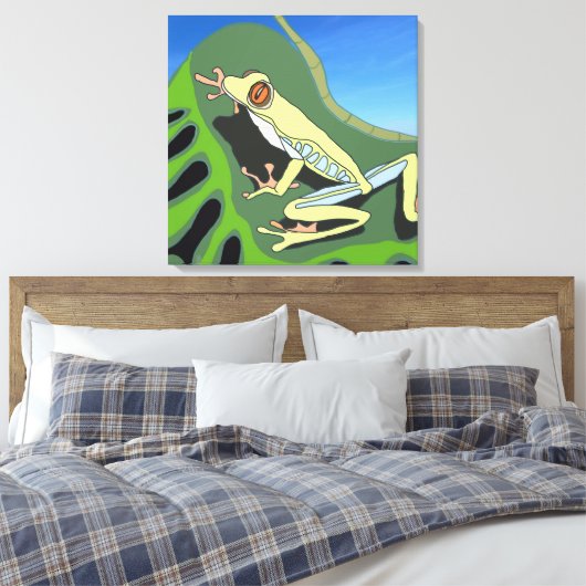 Kikker van de klimboom canvas afdruk (Insitu (Slaapkamer))
