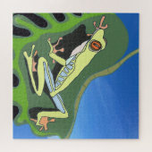 Kikker van de klimboom legpuzzel (Horizontaal)