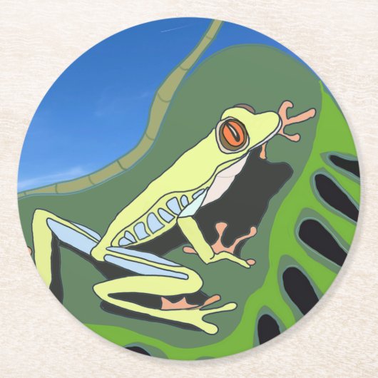 Kikker van de klimboom ronde kartonnen onderzetter (Voorkant)