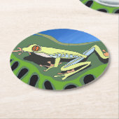 Kikker van de klimboom ronde kartonnen onderzetter (Gebogen)